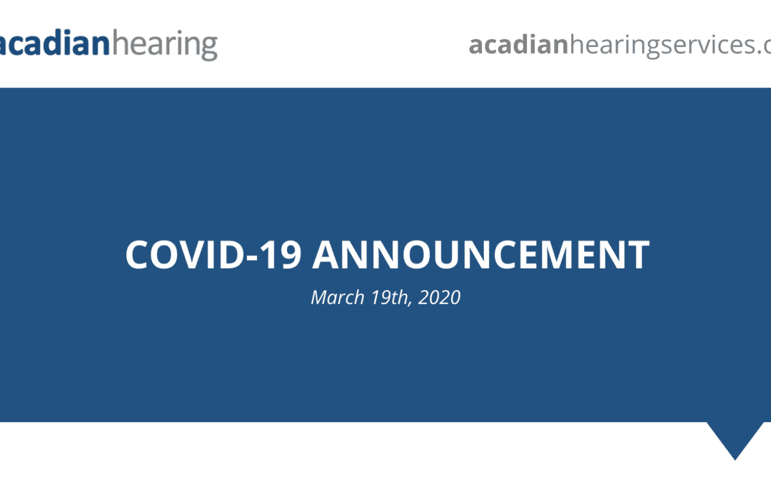 COVID-19 Announcement [March 19, 2020]